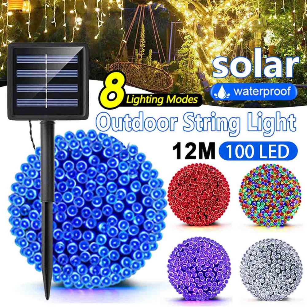 100 LED Solar Outdoor Waterproof Lights Outdoor Garden Wedding Party Christmas