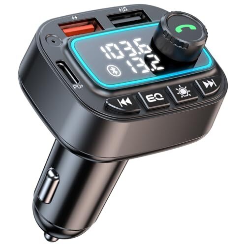 Bluetooth 5.3 Car Adapter FM Transmitter, 42W (PD30W & 12W) USB C Car Black