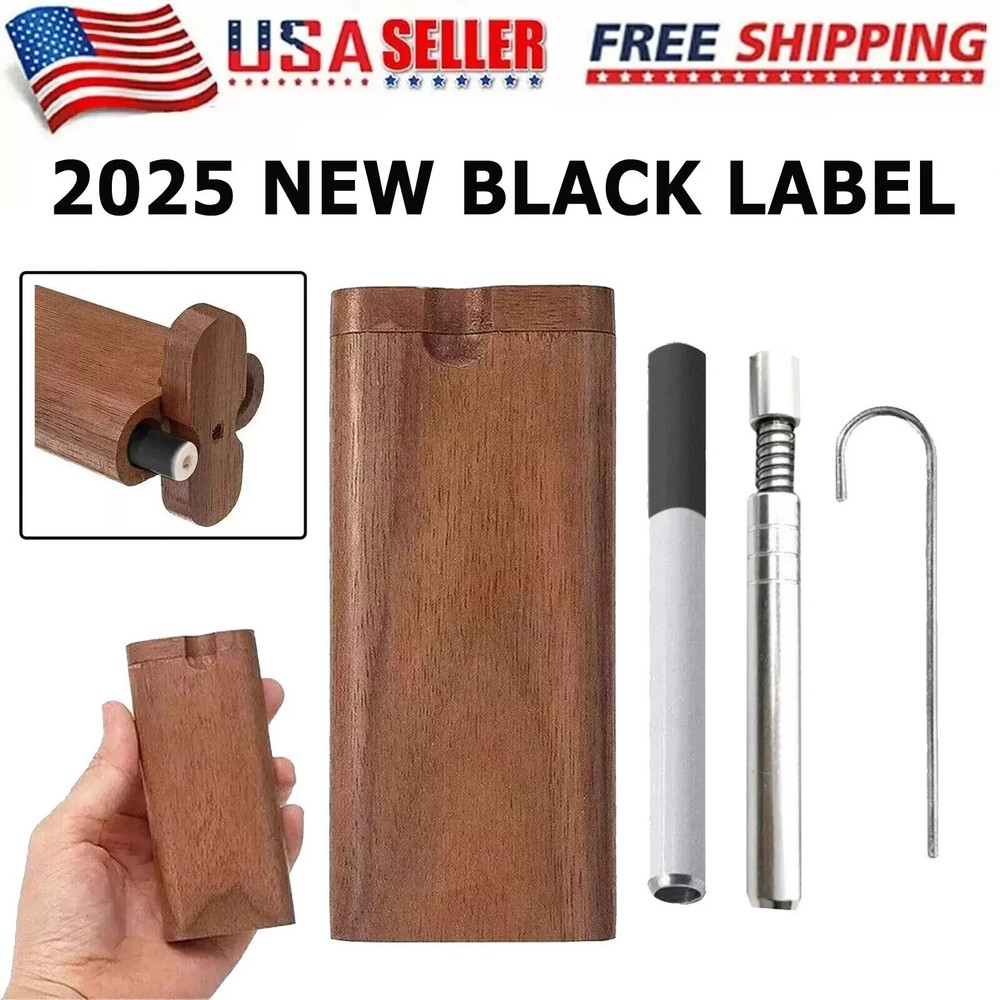 Wooden Dugout Pipe Self Cleaning Metal Bat Poker Smoking Pipe One Hitter Kit