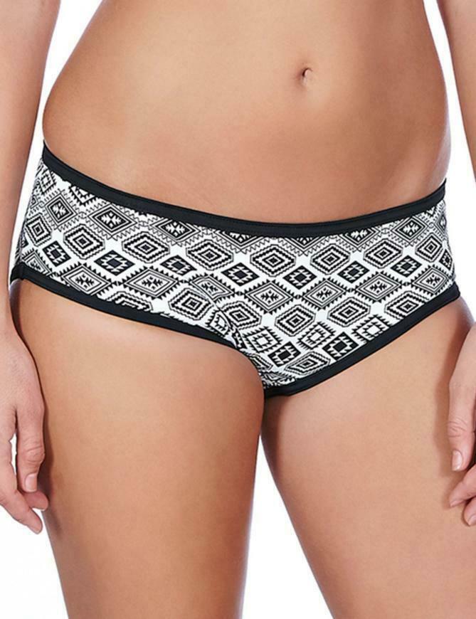 Freya Frenzy Bikini Short Size M 12 14 Black White Monochrome Brief Shorty 4014