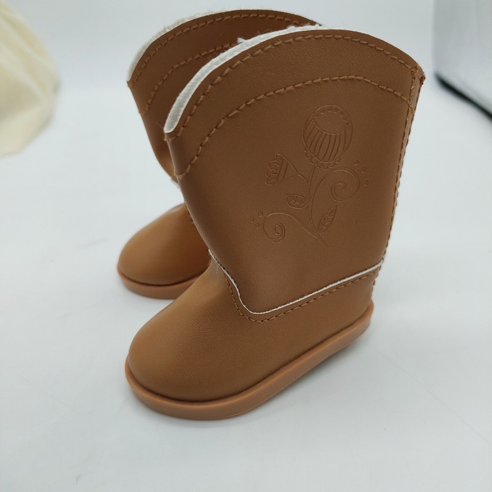 American Girl Doll Cowboy Western Boots Brown Floral Design