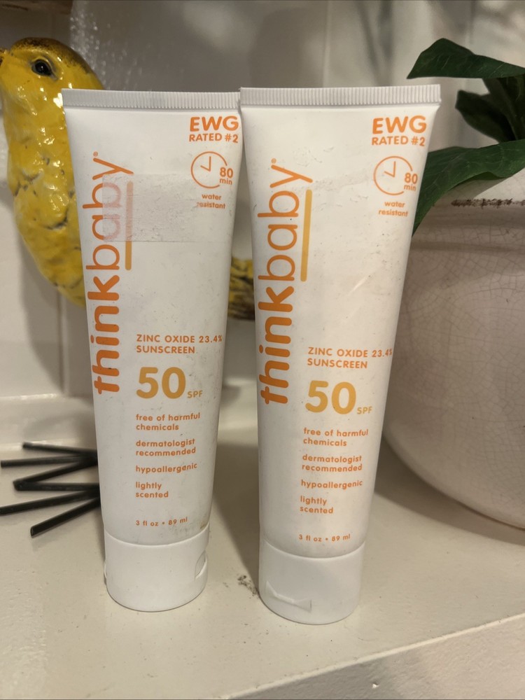 2 Pack Thinkbaby Zinc Oxide Baby Sunscreen SPF 50 3oz