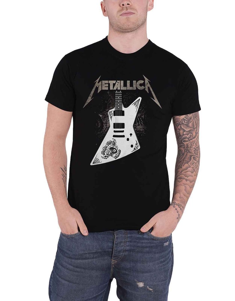 Metallica Papa Het Guitar Band Logo Official Black Mens T-Shirt