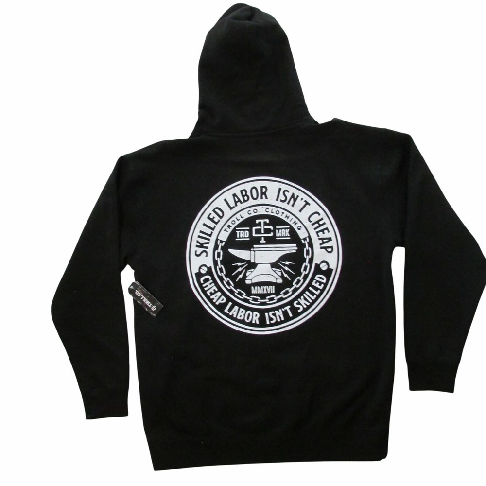 Troll Co Men's Long Sleeve SLIC Graphic Fleece Hoodie Pullover Sweatshirt Black