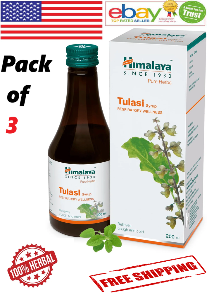 3x Himalaya Tulasi Syrup For Respiratory Wellness 200ml. Each (FREE SHIP)