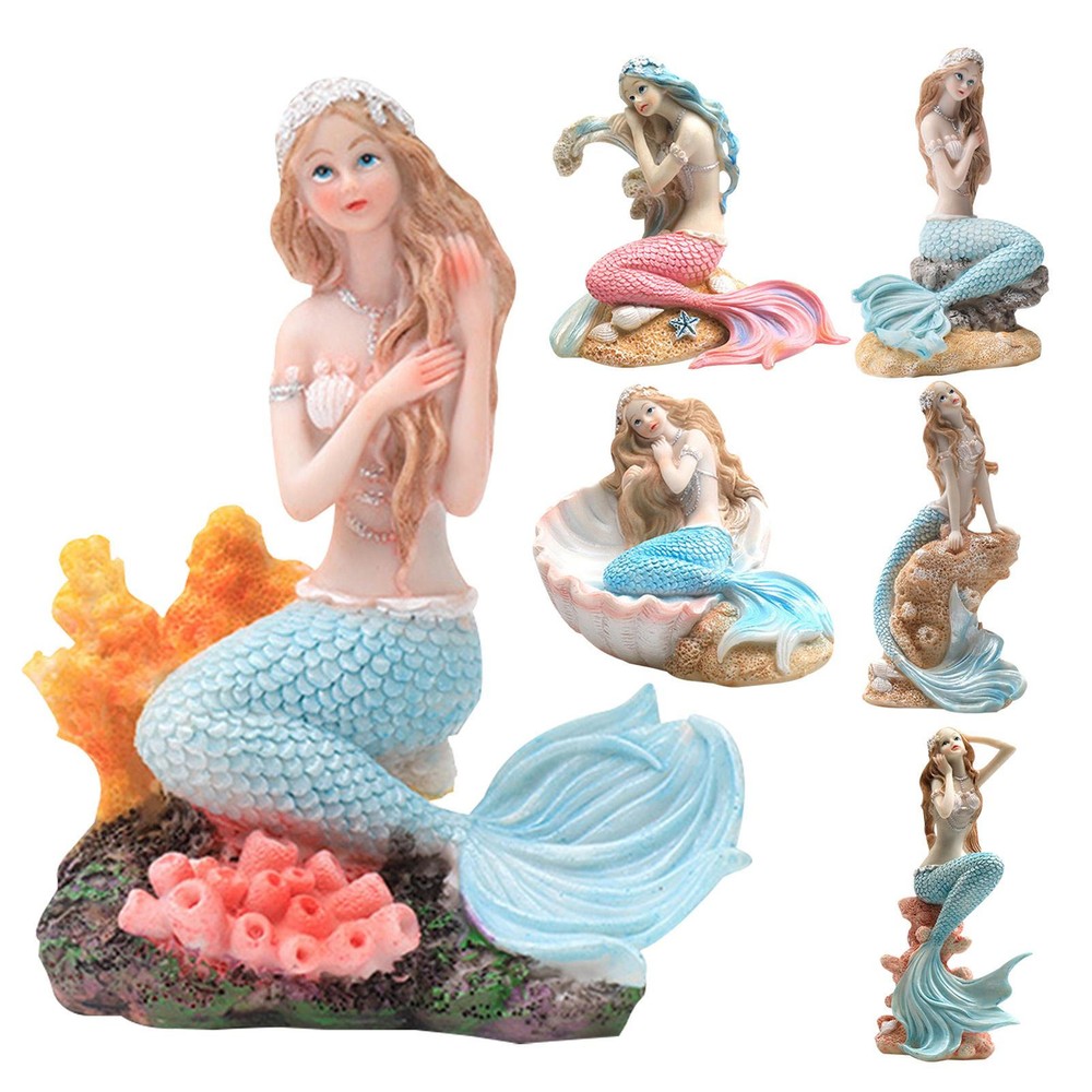 Resin Miniature Fairy Mermaid Figurines Home Garden Aquarium Fish Tank Decro
