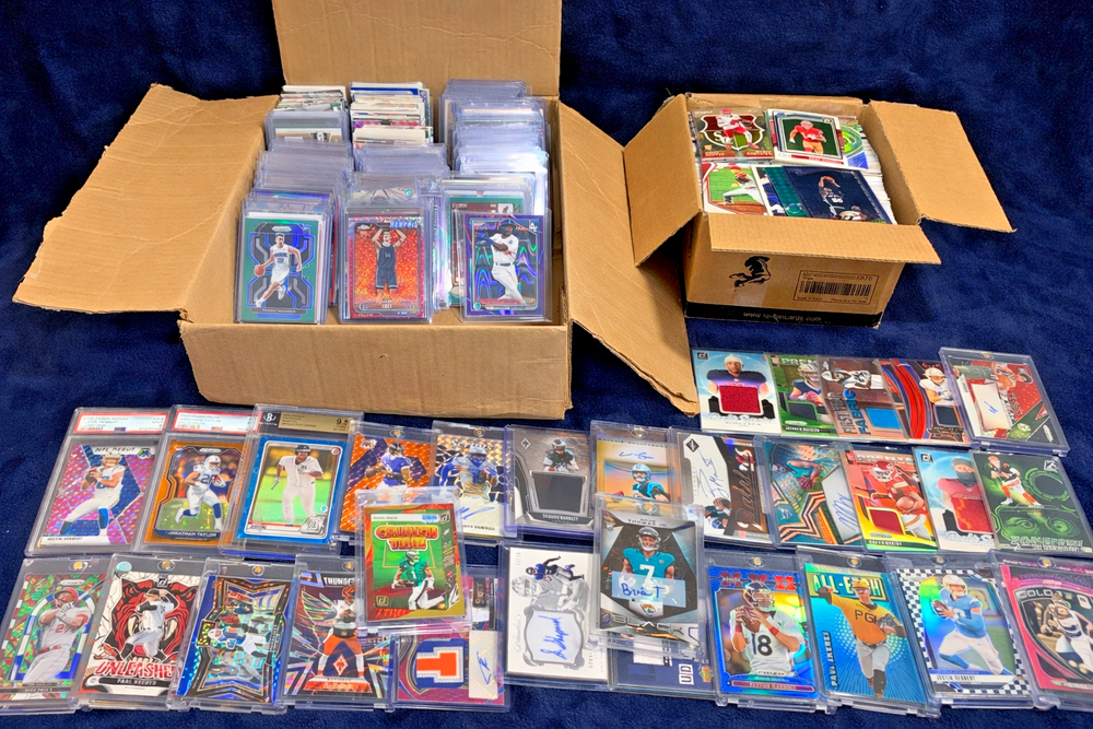 HUGE SPORTS CARD PATCH CASE HIT BTJ AUTO GAME USED COLLECTION PSA LOT READ 1000+