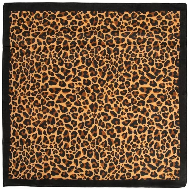 Leopard Print Bandana Animal ~ Wearable Art 100% Cotton One Size, Black