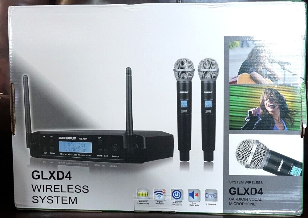 New GLXD4 BETA58A UHF 640-690MHz Professional Wireless Microphone System 2 Mics