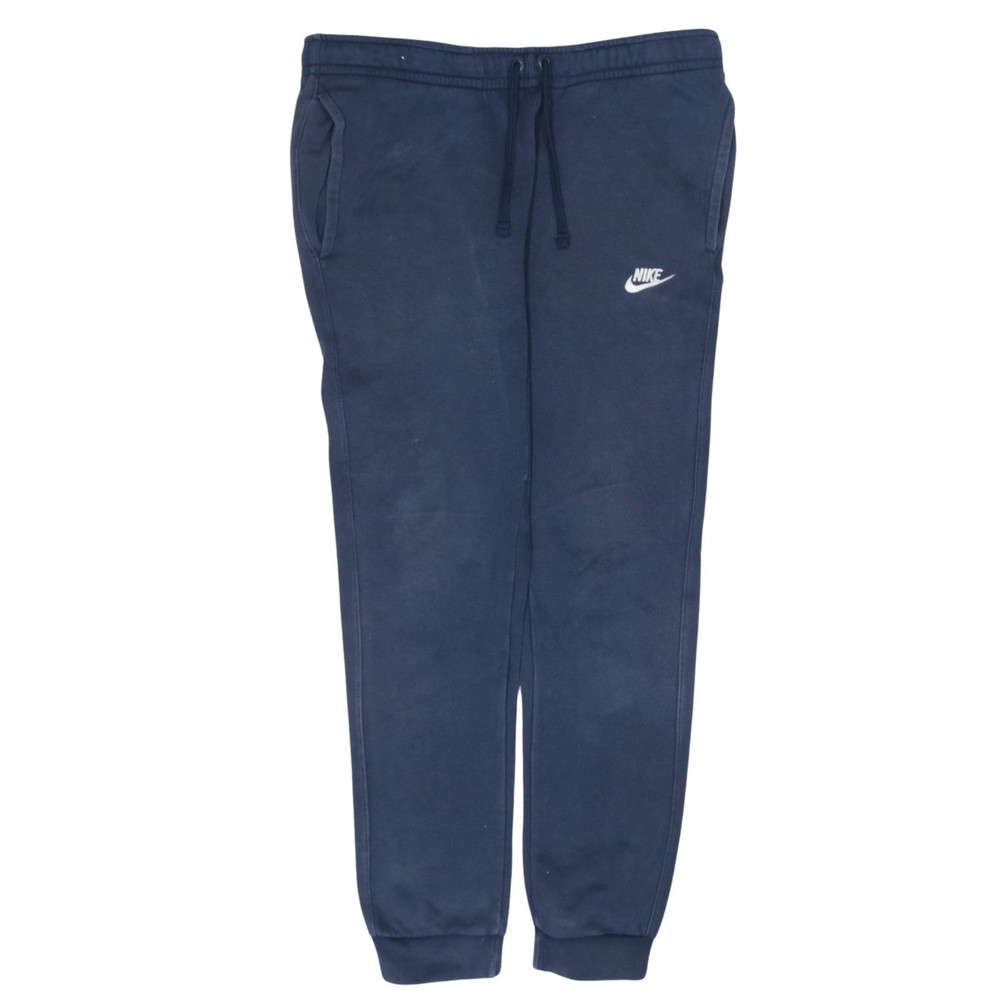 Nike Mens Joggers Navy Blue Fleece Embroidered Swoosh Drawstring Cuffed Sweat S