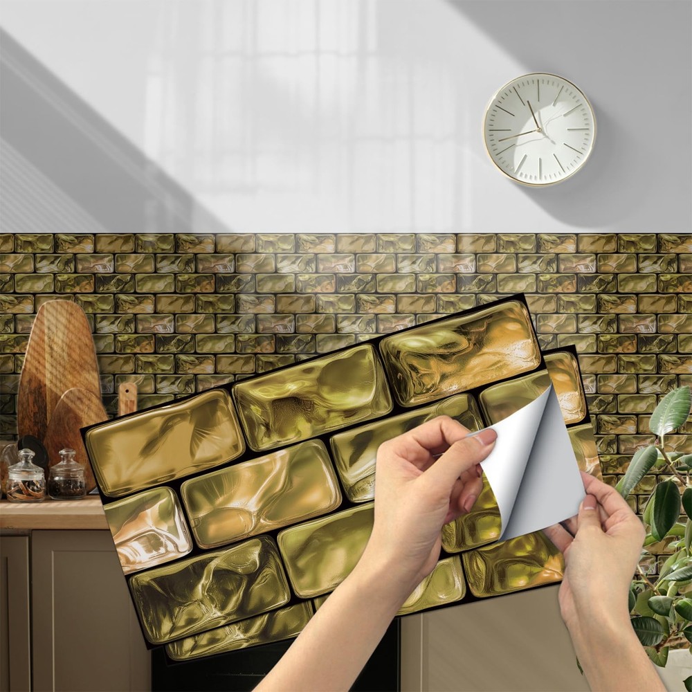 24-Pack Waterproof PVC Peel & Stick Kitchen Backsplash Tiles 11.8 Inch