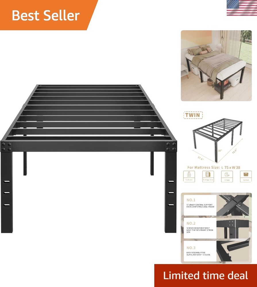 20 Inch Twin Size Heavy Duty Metal Bed Frame – No Box Spring Required