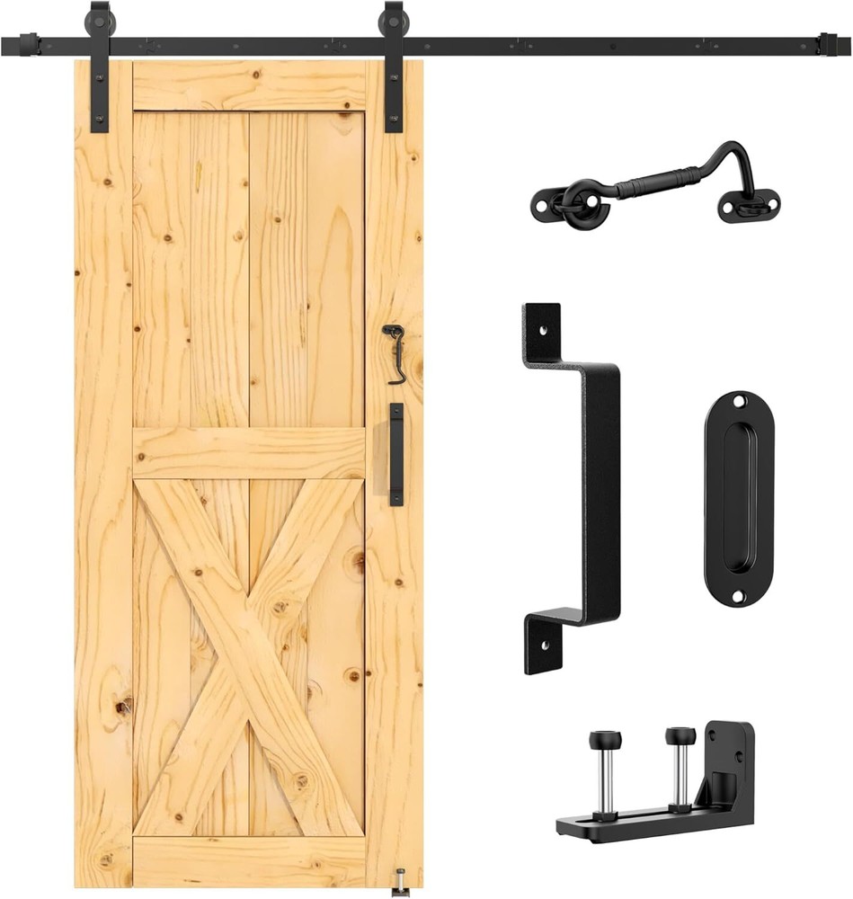 SKYSEN 6FT Sliding barn Door Hardware kit, 6FT(Five-section track), Black