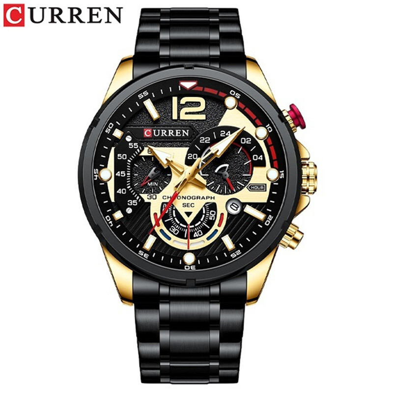 Curren Men's Silver Steel Chronograph Watch with Calendar