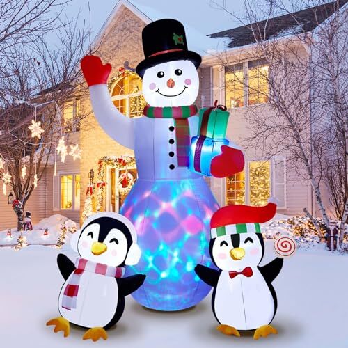 8FT Christmas Inflatables Christmas Yard Decorations with LED Lights,  Snowman