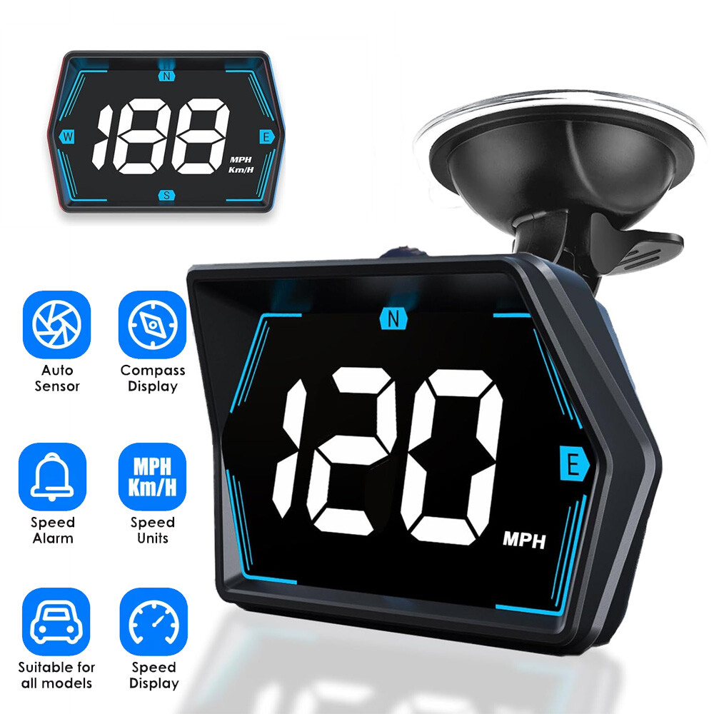 Universal GPS HUD Speedometer with Overspeed Alarm for Cars MPH Display