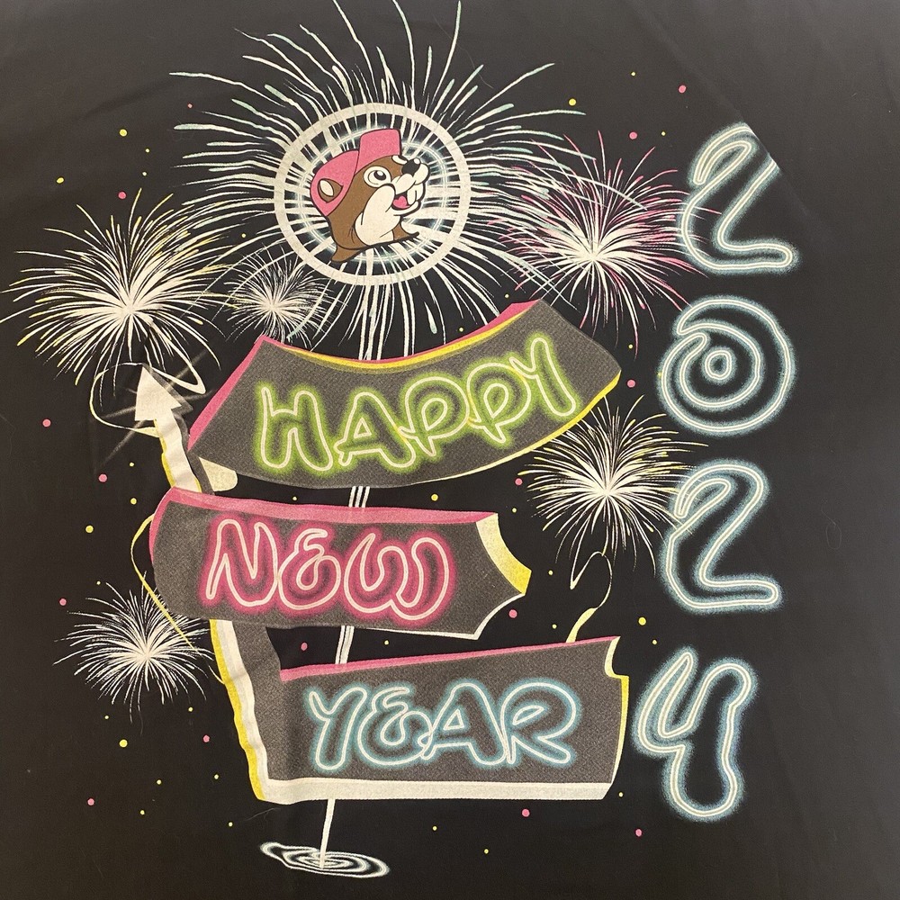 Bucees New Years Eve Party 2024 Tee Shirt Glow In The Dark buc ees Adult Size XL-image