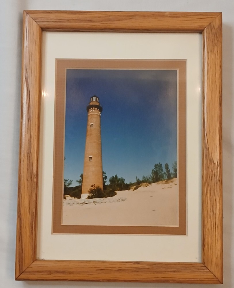 Framed Vintage Photograph Of Little Sable Point Light House Lake Michigan