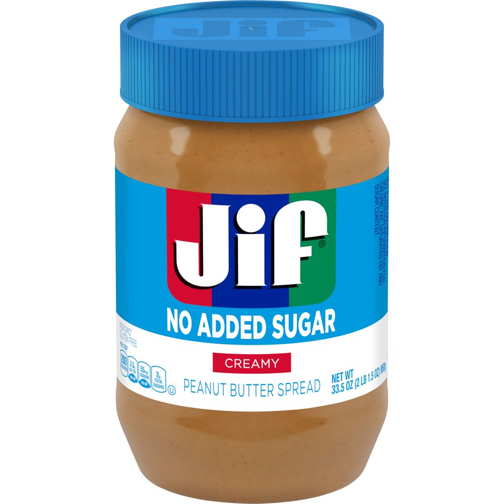 Jif No Added Sugar Creamy Peanut Butter Spread 33.5 Oz. - Smooth Creamy Texture