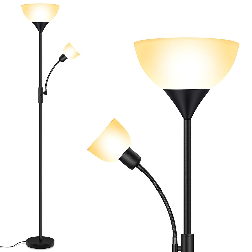 Adjustable 9W LED Torchiere Floor Lamp with 4W Reading Light