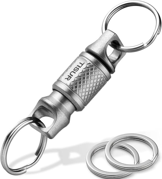 Titanium Quick Release Keychain, Retractable Key Chain Detachable Keychain Cl...