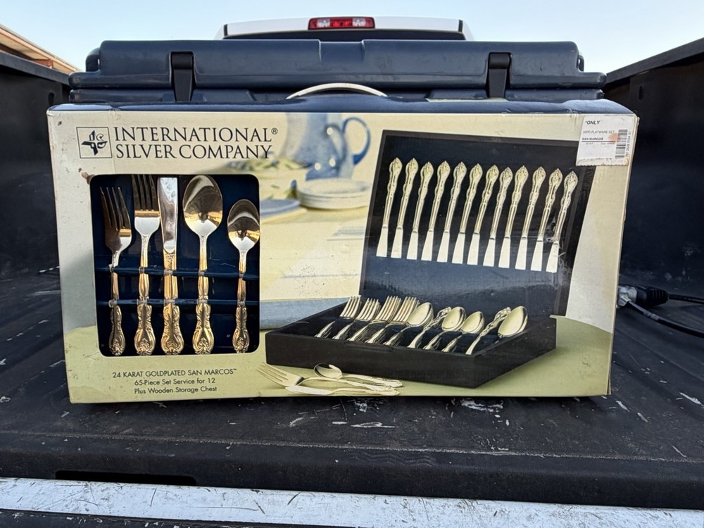 65 Piece International Silver Company 24K Gold Plated San Marcos Flatware Set