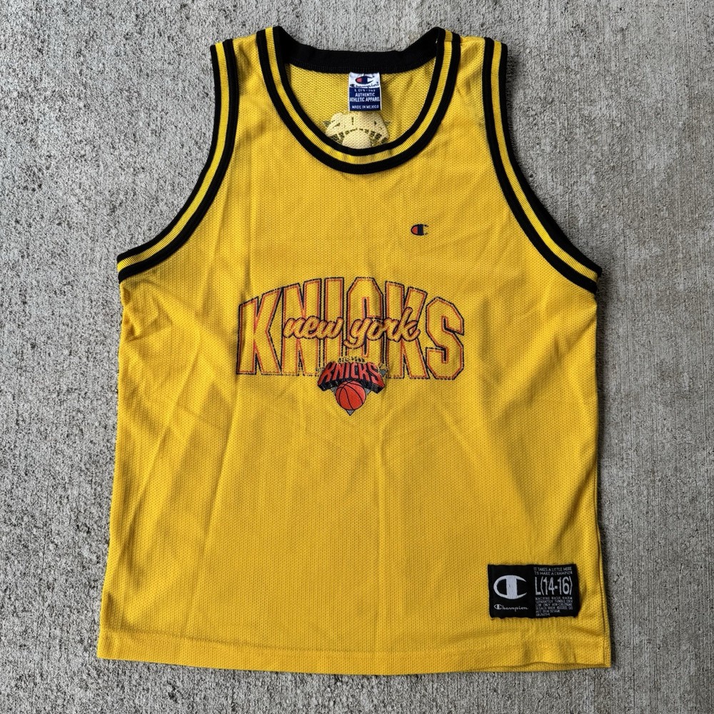 Vintage 90s Champion NBA New York Knicks Alternate Jersey Yellow Youth Large