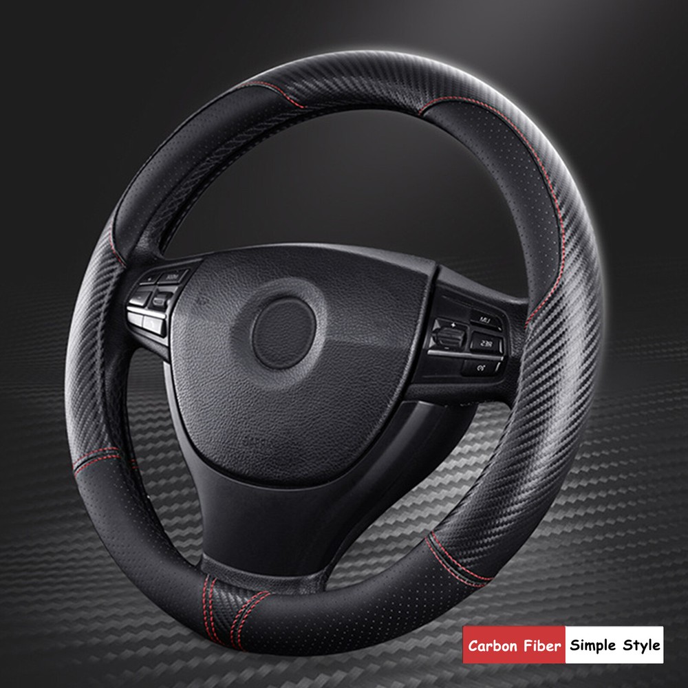 Car Steering Wheel Cover Carbon Fiber Anti-slip For Toyota Tacoma Highlander.