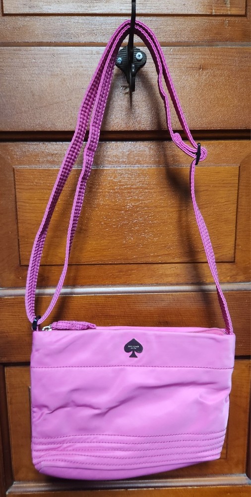 Kate Spade Crossbody Nylon Purse Pink Bag Adjustable Shoulder Strap Zipper