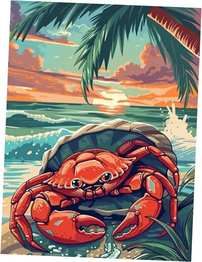 5D Diamond Art Kits for Adults Sea Crab by Number Kits, Diamond Painting Art