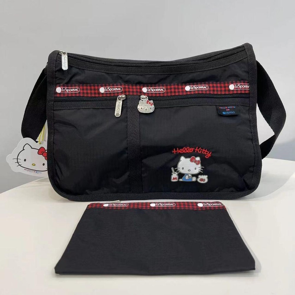Lesportsac Hello Kitty Black Medium Everyday Bag 2 pieces NW Japan