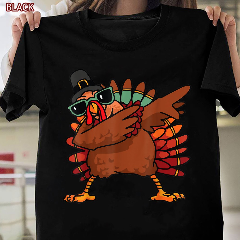 Dabbing Turkey Tee, Funny Thanksgiving Pilgrim Dab T-Shirt Gift for AllDabbing T