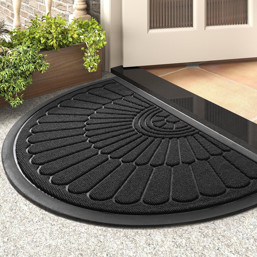 Door Mat Outdoor Indoor Entrance Doormat-Semicircular Durable Rubber Non Slip...