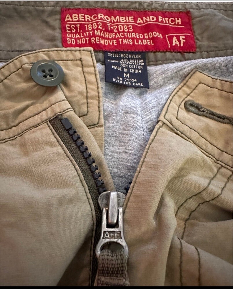Vintage 90s Abercrombie & Fitch Paratrooper Cargo Pants M 36X30 Y2K Baggy Khaki