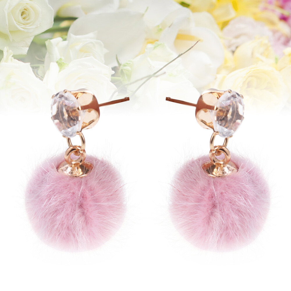 Fluffy Ball Dangling Earrings for Women and Girls Accessories