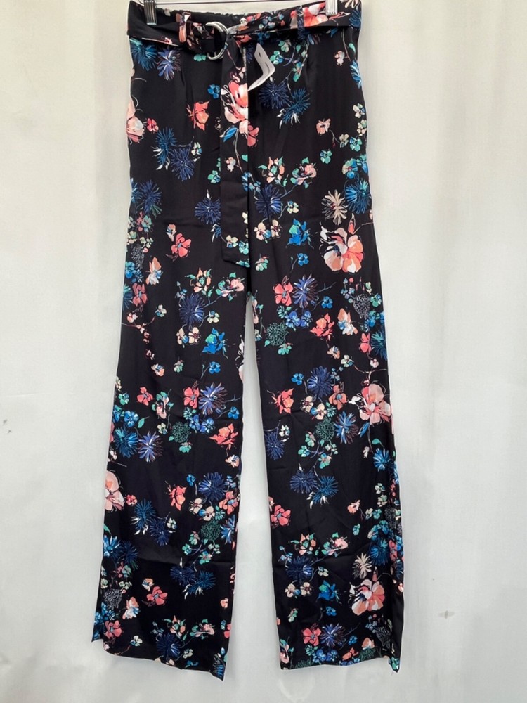 Navy Floral Wide Leg Trousers Womens Size 10-12 W30-32 L34