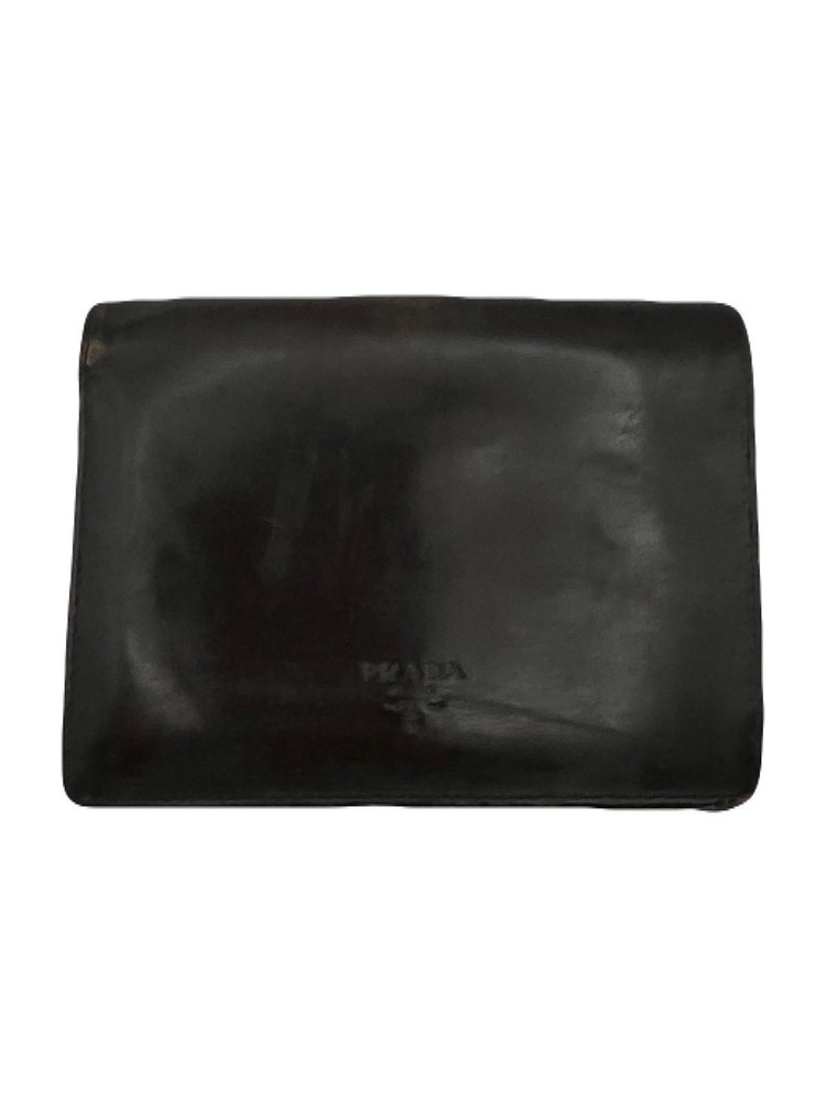 Prada Leather Brown Wallet T840-2 Preowned Authentic Luxury