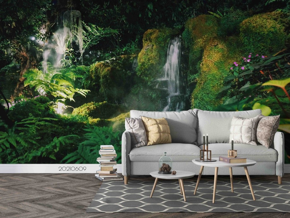 3D Forest Waterfall Landscape Wall Murals Wallpaper Murals Wall Sticker