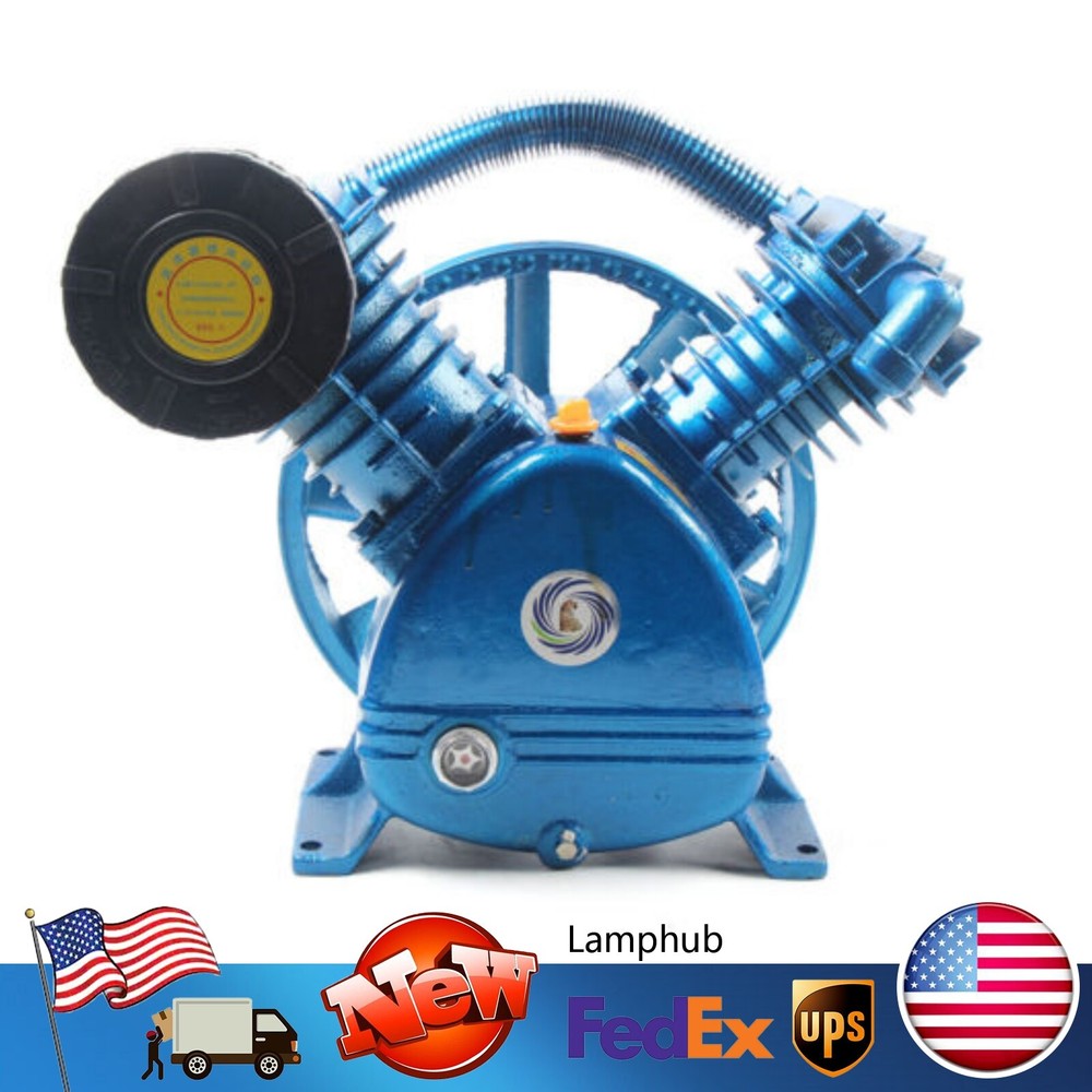 Twin-Cylinder 2-Stage Air Compressor Pump 5HP 175PSI 8-11CFM V Style Motor Head