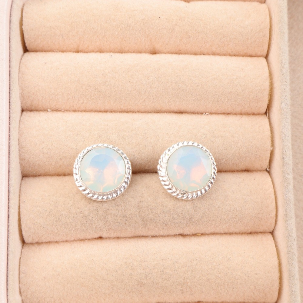 Valentines Sale Milky Opal 925 Sterling Silver Dangling Earrings Jewelry