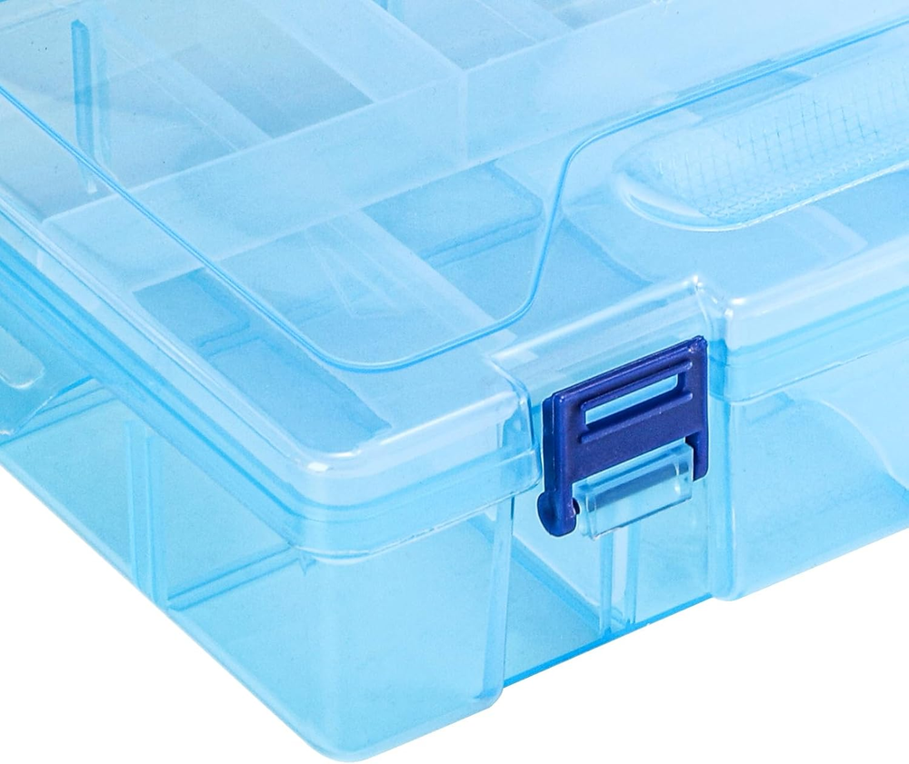 6-Pack Double-Layer Plastic Bead Organizer Box with Adjustable Dividers