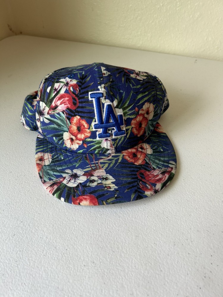 LA DODGERS Rare Tropical Floral Flamingos New Era 9Fifty Snapback Hat/Cap