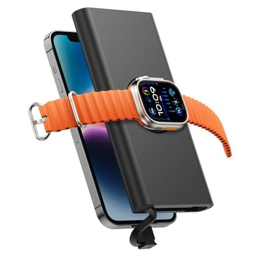 Portable iPhone Charger with Built-in Cable for iPhone 14 13 12 Pro Max Plus in Black  