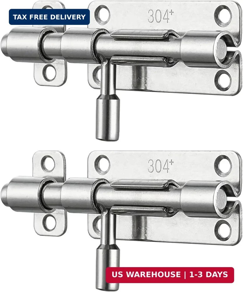 JQK Door Latch Lock Barrel Bolt 4 Inch, 304 Stainless Steel Slide Gate Latches S