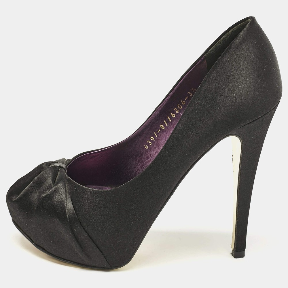 Gina Black Satin Clair Platform Pumps Size 365