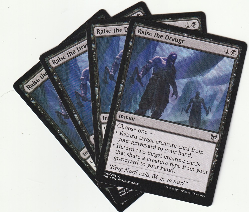 4 MTG Raise the Draugr Black Instant Playset - Kaldheim NM/EX Condition