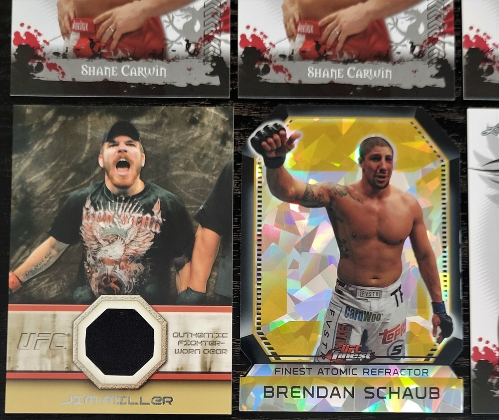 (8) 2011 Topps UFC Finest Brendan Schaub Finest ATOMIC REFRACTOR Jim Miller GEAR