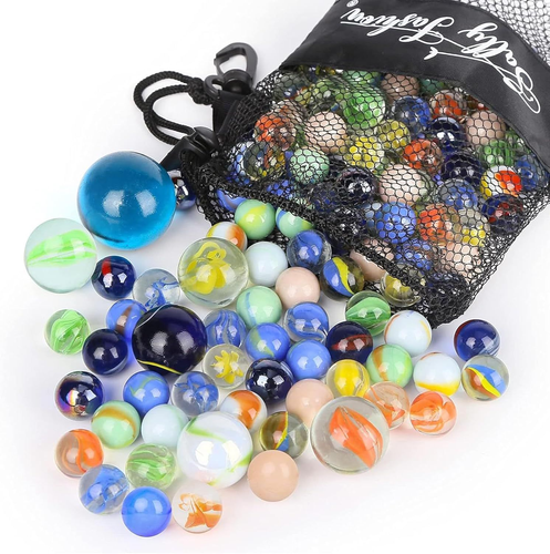 SallyFashion 66PCS Assorted Color Glass Marbles for Kids in 3 Sizes