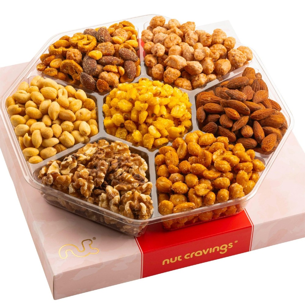 Gourmet Mixed Nuts Gift Basket for Dad - Classic Red Gold Father's Day Treats-image