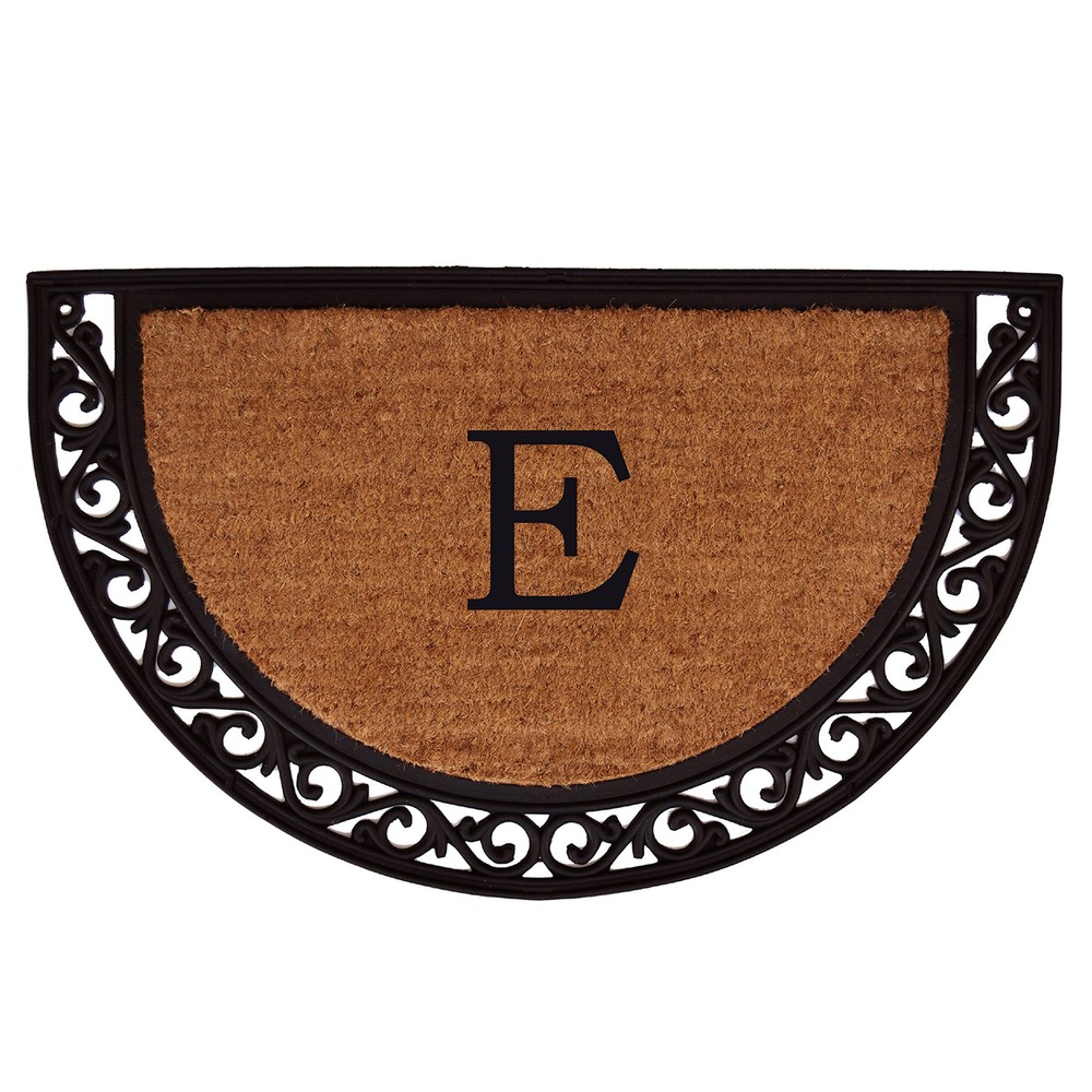 Ornate Scroll Monogrammed Doormat for Heavy-Duty Use - Letter E